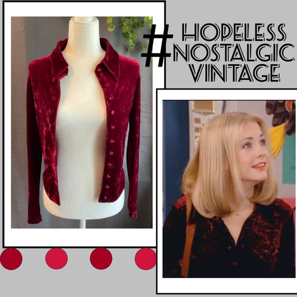 Burgundy Velvet Betsey Johnson Button Down ASO Sabrina The Teenage Witch - Picture 1 of 3